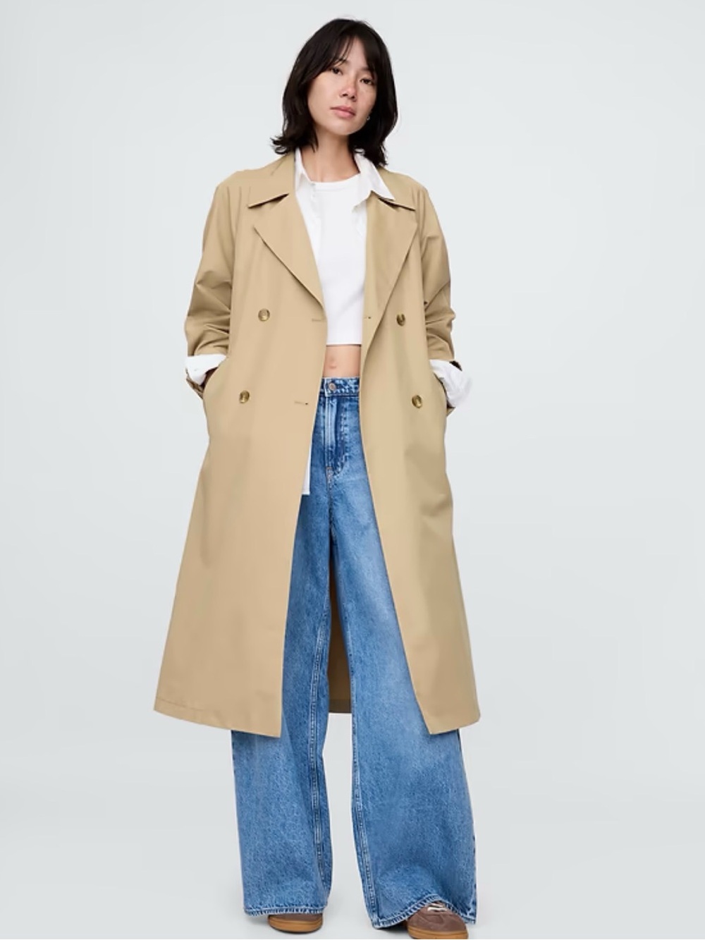GAP Icon Khaki Double-Breasted Trench Coat